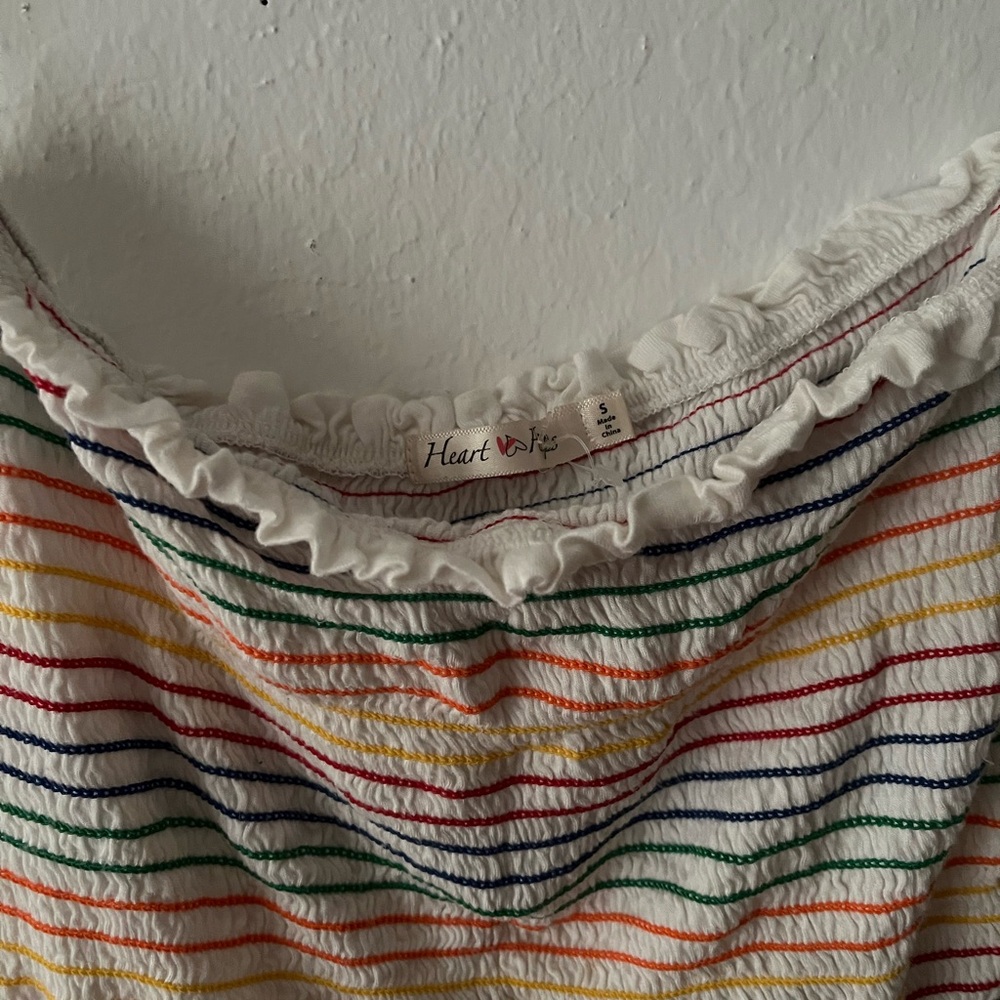Heart & Hips Rainbow Stripes Sleeveless Cropped Stretch Tube Top - Picture 2 of 2